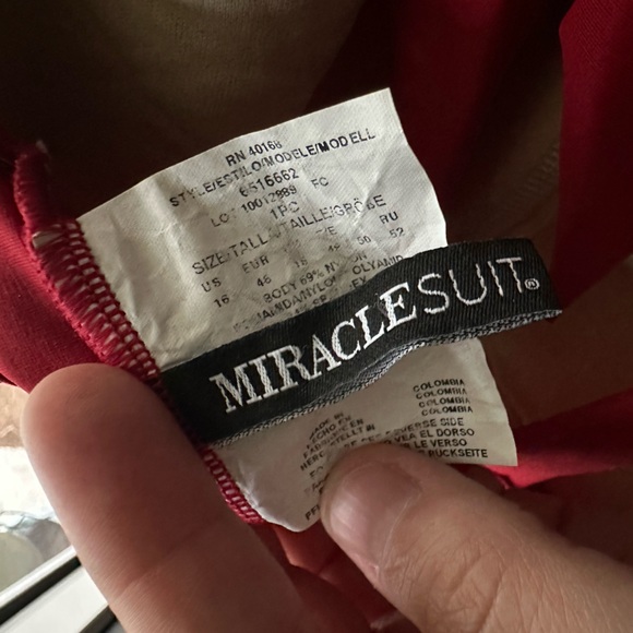 Miraclesuit Red One Piece Swimsuit with Halter Neckline - Picture 5 of 5